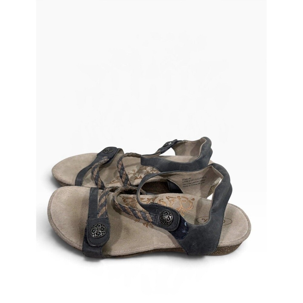 Aetrex Jillian Braided Quarter Strap Sandal Navy Blue